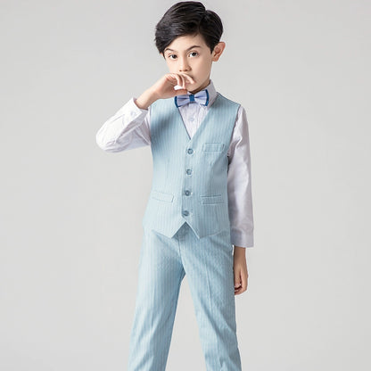 Boys' Elegant Vest Suit Set for Piano Performance & Autumn