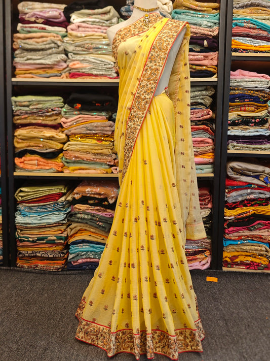 Smoky Blue Beaded Sari