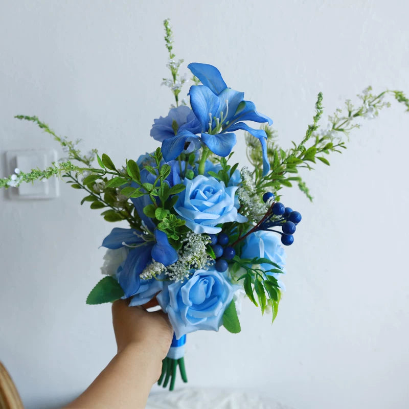 Artificial Wedding Bouquet Forest Style Transparent White Rose