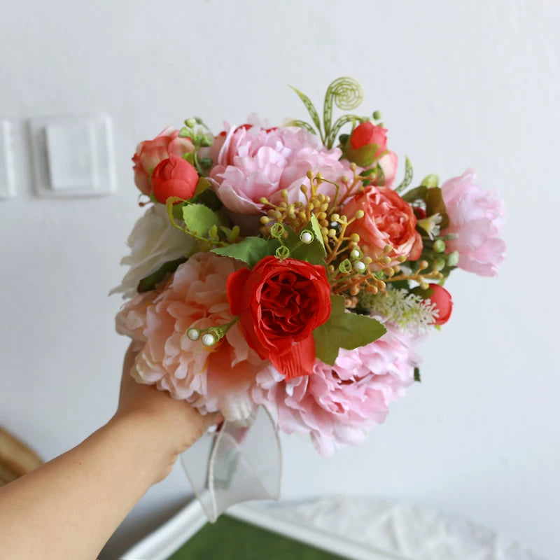 Artificial Wedding Bouquet Forest Style Transparent White Rose