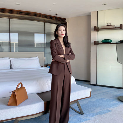 Caramel Color Women's Professional One-Button Slim Fit Trousers