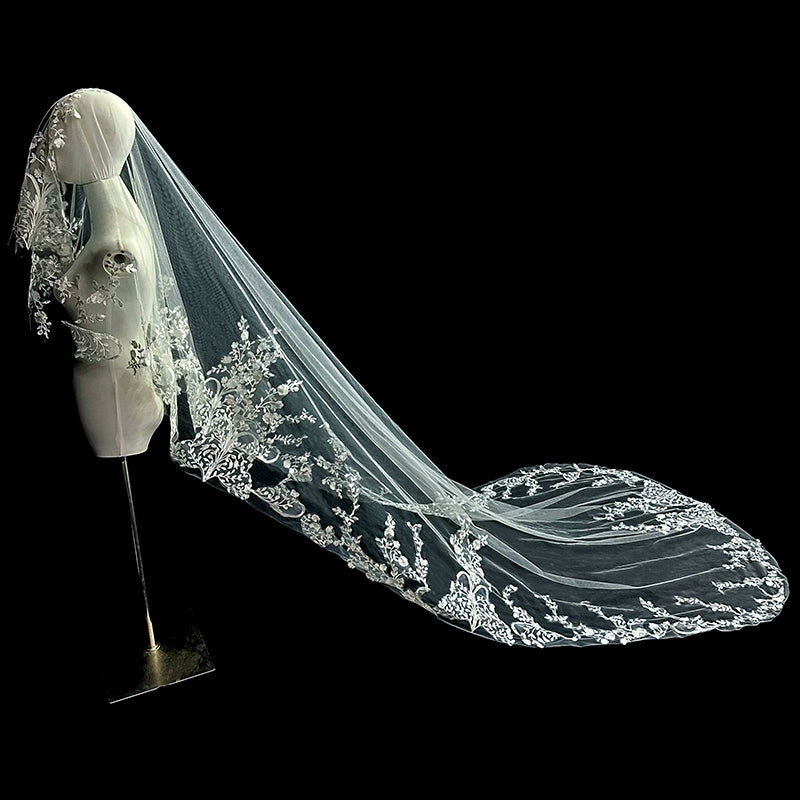 Korean Long Lace Wedding Veil