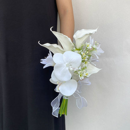 Elegant Phalaenopsis Tulip Hand‑held Silk Bouquet for Weddings & Graduations