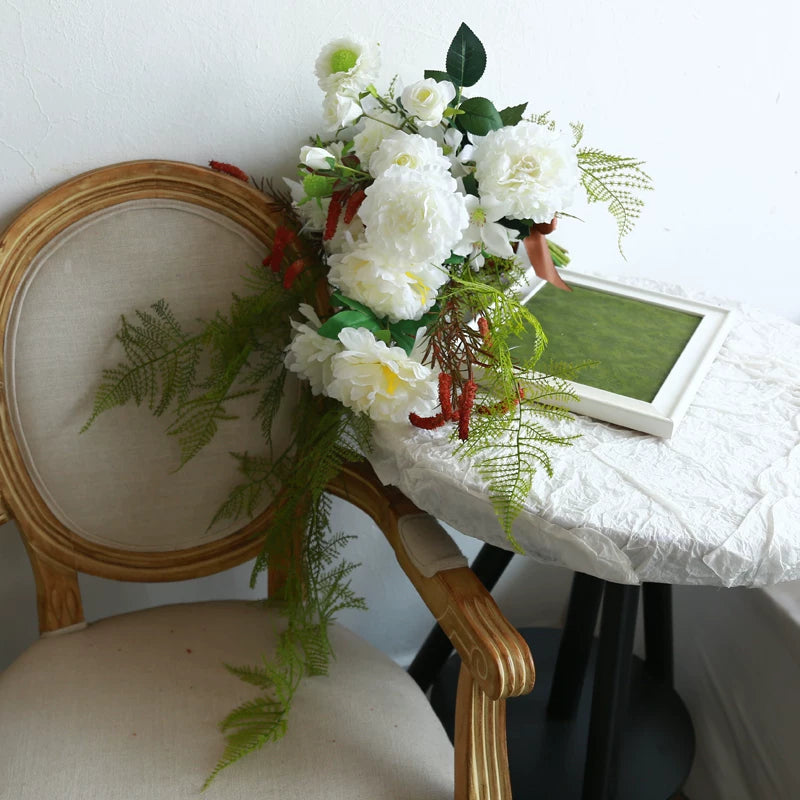 Artificial Wedding Bouquet Waterfall Handheld Flower Prop Decoration