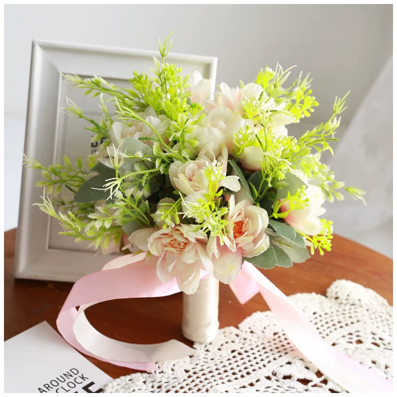 Artificial Wedding Bouquet Forest Style Transparent White Rose