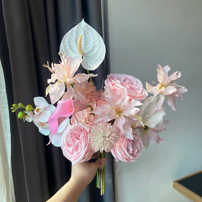 Pink Phalaenopsis Mixed Bouquet Fresh Home Hotel Décor
