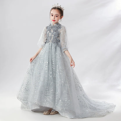 Elite Children's Princess Evening Dress Piano Performance Wedding Costume