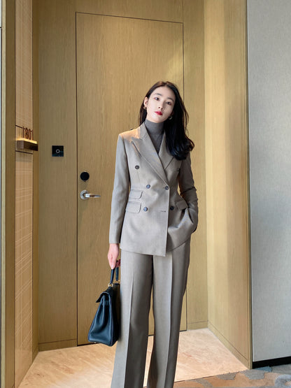 Winter Elite Classic Suit Jacket Set – Gray Camel High‑Quality Custom‑Made