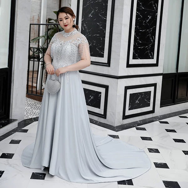 Elegant Gray Evening Long Dress