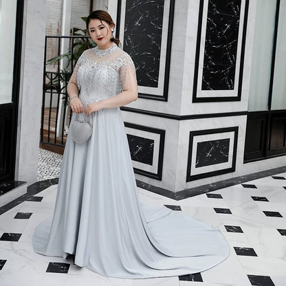Elegant Gray Evening Long Dress