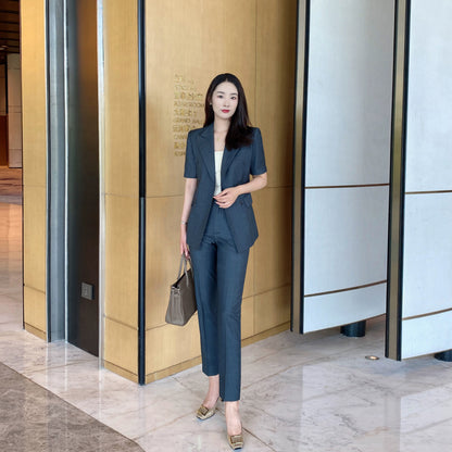 Elegant Dark Gray Slim Fit Suit Jacket with Matching Trousers