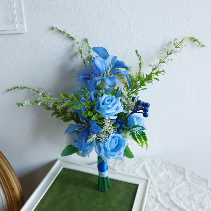 Artificial Wedding Bouquet Forest Style Transparent White Rose