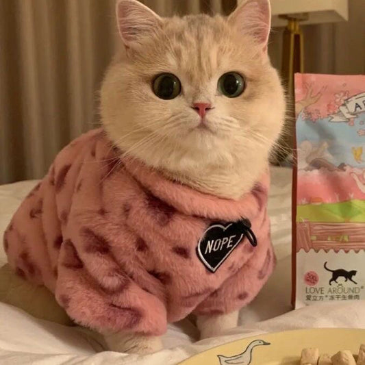 Pink Leopard Winter Plush Pet Sweater for Cats & Dogs