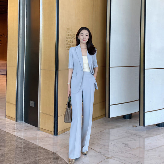 Moon Gray Slim Fit Summer Suit Jacket & Trousers Set