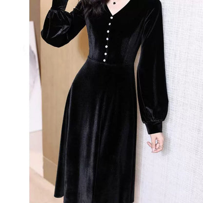 2668 Clothing Pattern Cutting Picture DIY V-neck Velvet Dress Sample Sewing Pattern