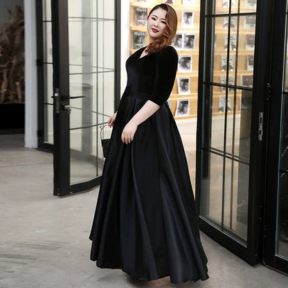 Black Satin Evening Dress
