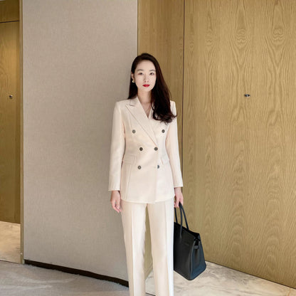 Beige Autumn Classic Suit with Tailored Trousers – Bright Style
