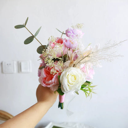Artificial Wedding Bouquet Forest Style Transparent White Rose