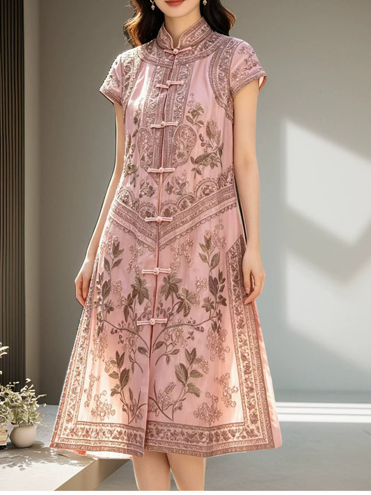 Women's Modern Chinese Qipao Dress with Hand Embroidery