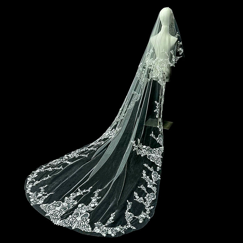 Korean Long Lace Wedding Veil