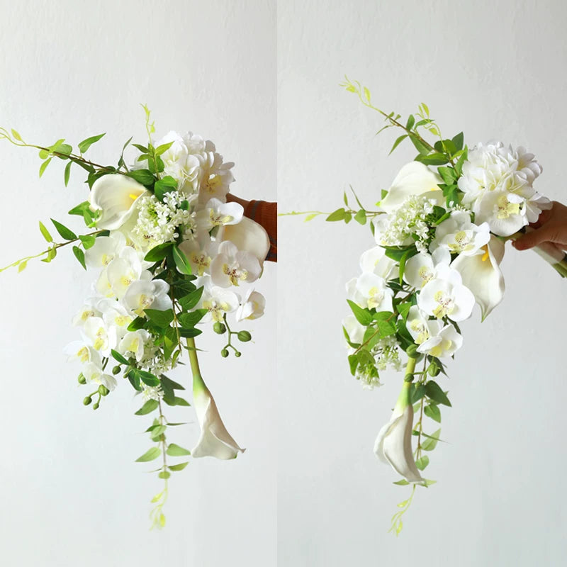 Artificial Wedding Bouquet Waterfall Handheld Flower Prop Decoration