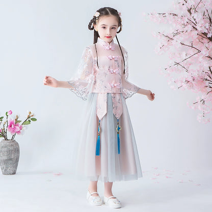 Elegant Summer Hanfu Cheongsam: Perfect for Children's Catwalk & Performances