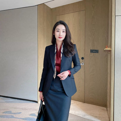 Spring Black Classic Women's Business Suit Set Premium Tailored Two‑Piece