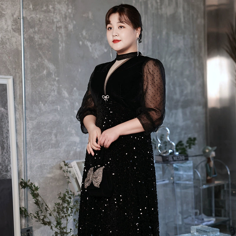 Elegant French Black Evening Dress