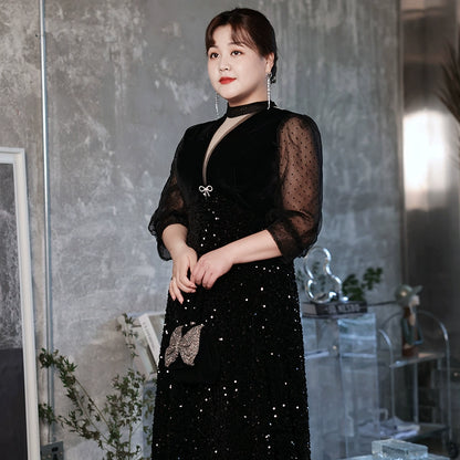 Elegant French Black Evening Dress