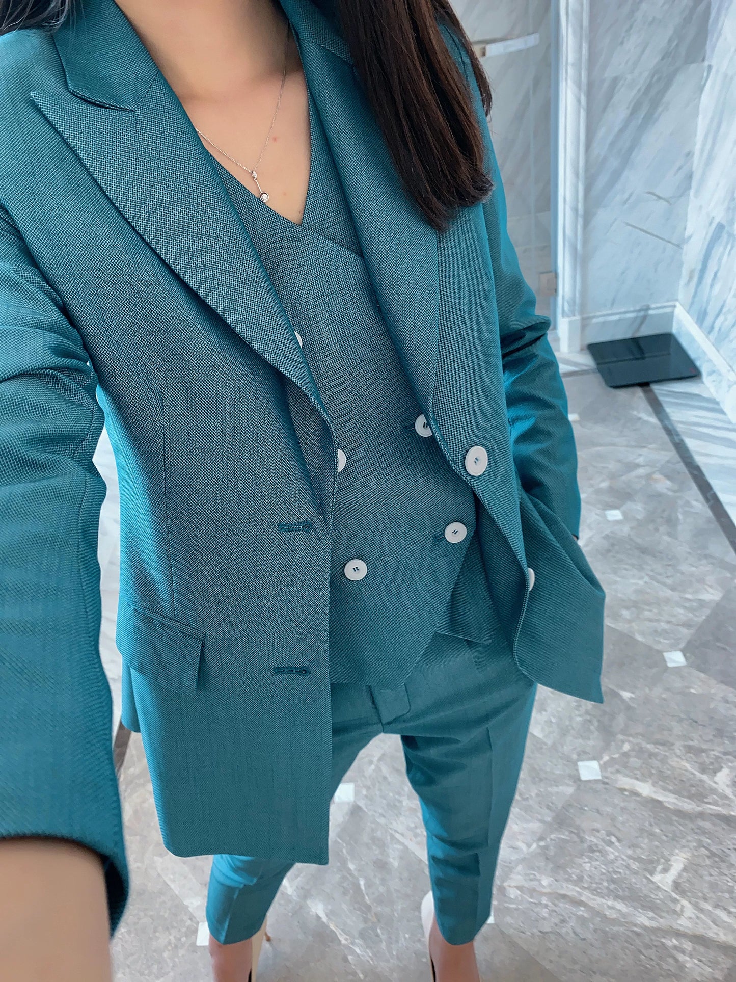 Emerald Green Autumn Women's 3-Piece Tailored Suit Set