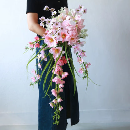 Pink Waterfall Wedding Bouquet Prop Large Artificial Flower