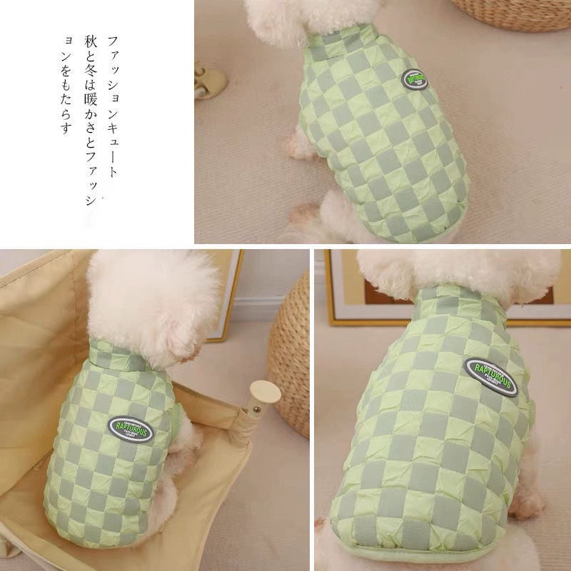 Square-Pattern Cotton Pet Coat for Small Dogs Warm Winter Jacket