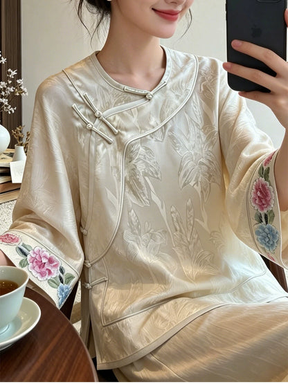 Women's Vintage Chinese Brocade Embroidered Loose Coat