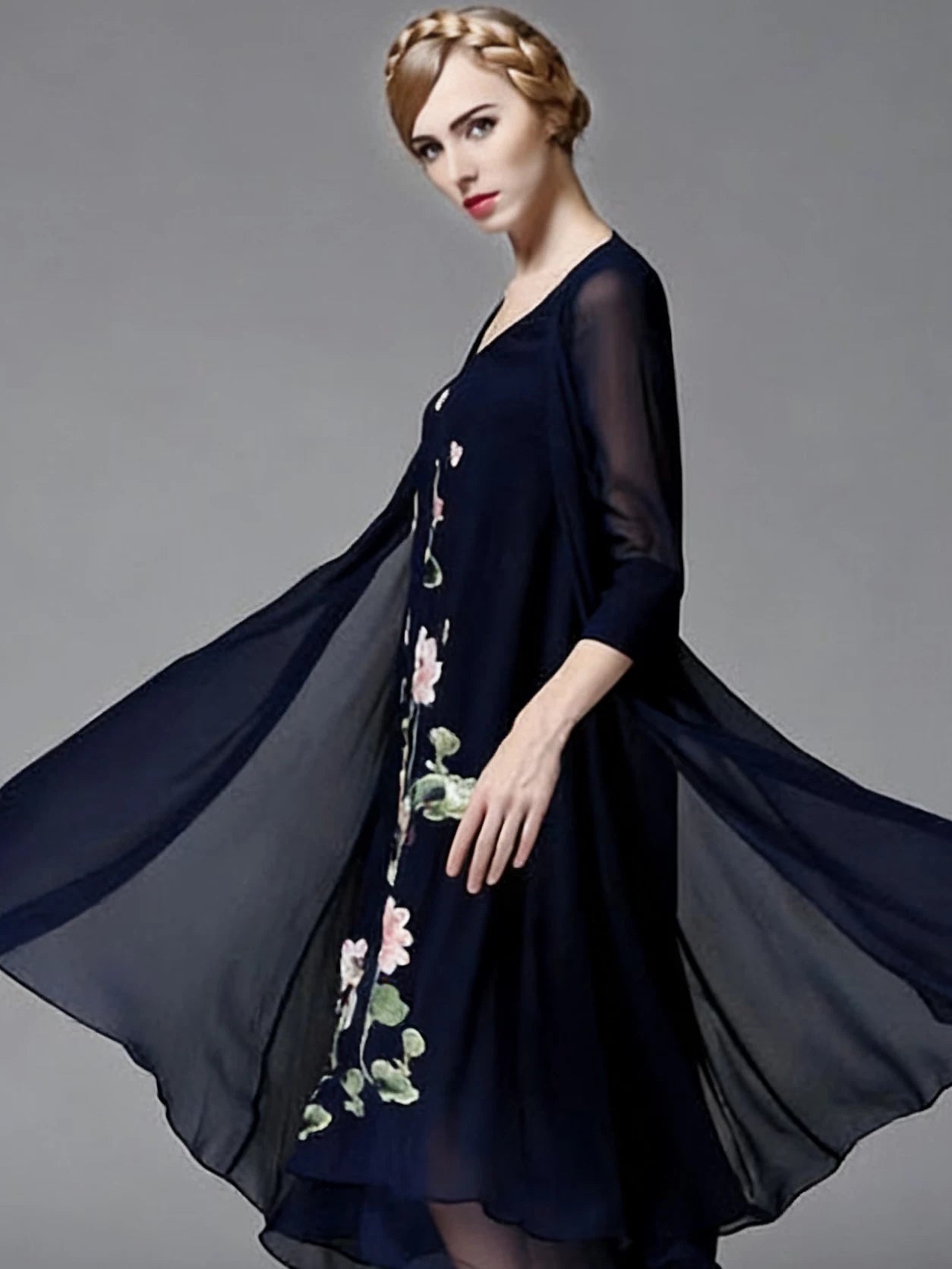 New Chinese Style Summer Dress With Vintage Lotus Embroidery