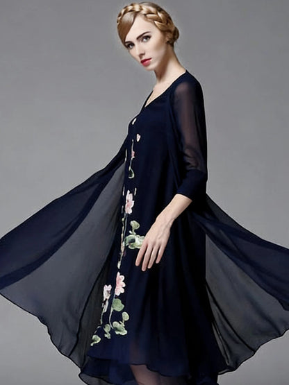 New Chinese Style Summer Dress With Vintage Lotus Embroidery