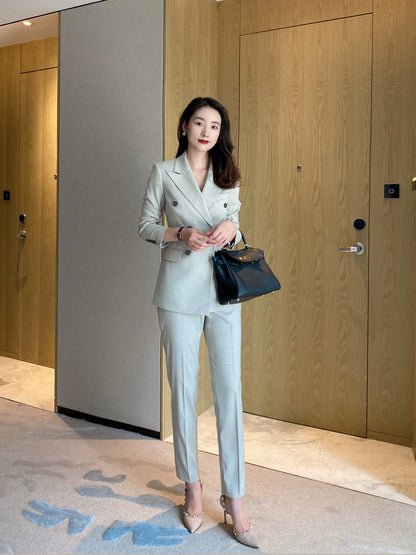 Autumn White Classic Women's Suit Set Tailored Jacket & Trousers