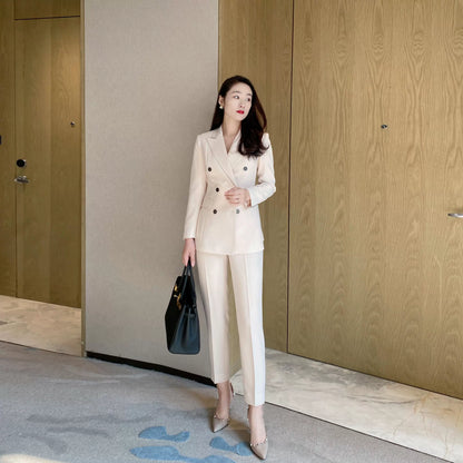 Beige Autumn Classic Suit with Tailored Trousers – Bright Style