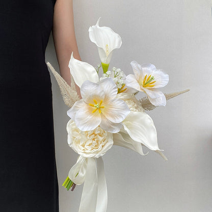 Champagne Color Artificial Flower Bouquet Prop for Wedding Photography