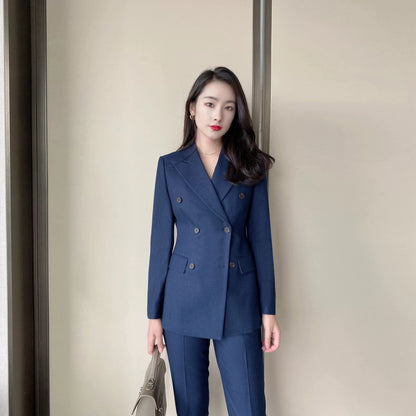 Elegant Winter Slim-Fit Hidden Green Suit Set with Trousers
