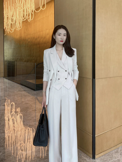 Apricot Gray Women's 3-Piece Suit Set – Jacket Vest Trousers