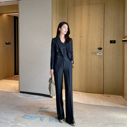 Elegant Black Women's 3‑Piece Classic Suit Set Tailored Office Attire