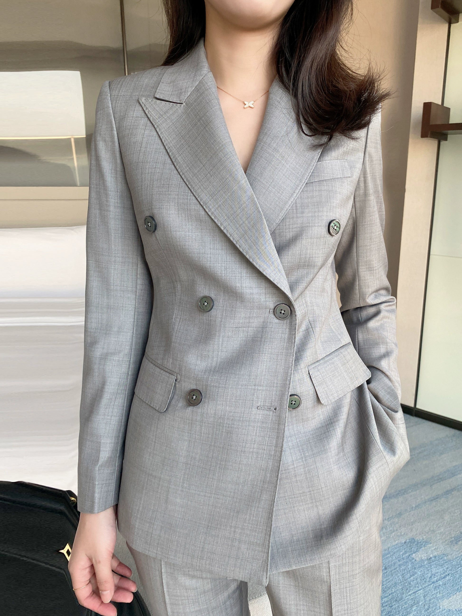 Light Grey Classic Spring Suit Trousers Loose Fit for Professionals