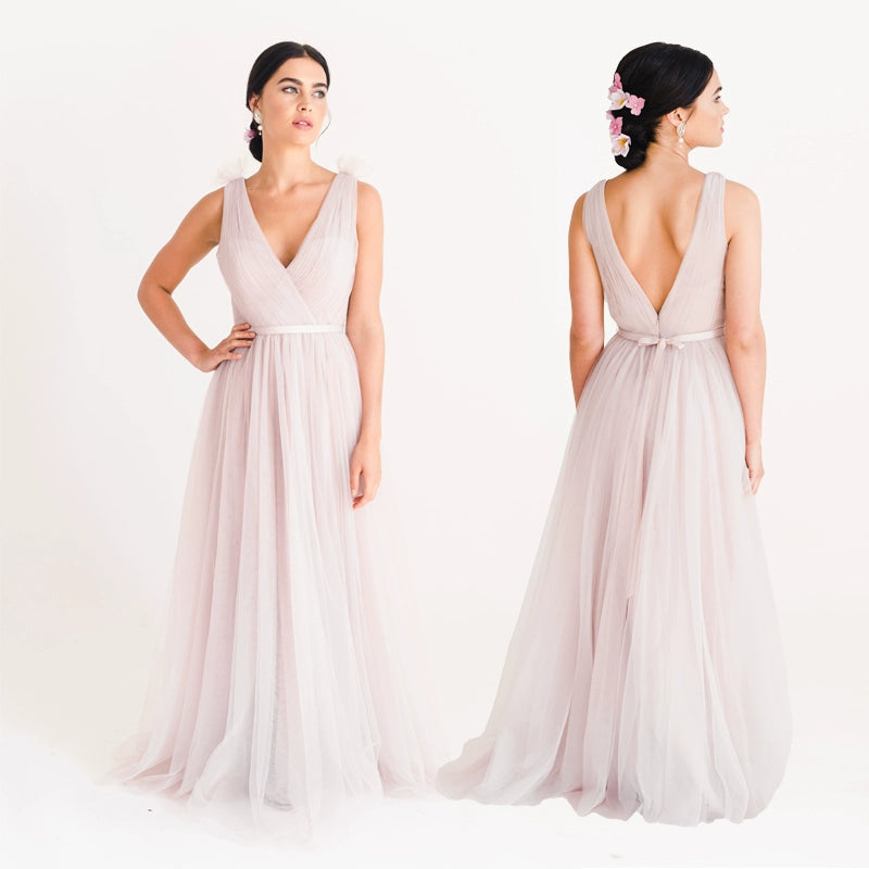 Pink Bridesmaid Mesh Dress