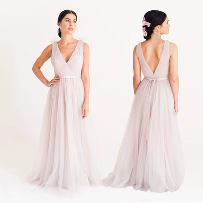 Pink Bridesmaid Mesh Dress