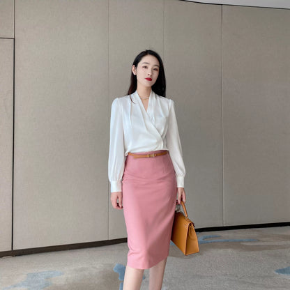 Elegant Autumn Long‑Sleeve V‑Neck Casual Shirt for Women