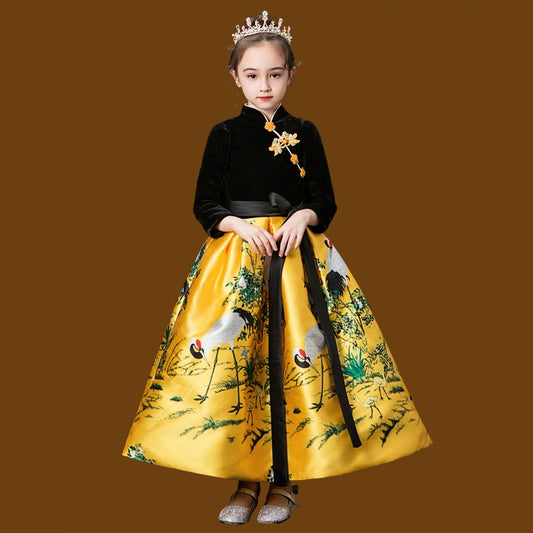 Winter Thicken Padded Chinese Style Cheongsam Hanfu for Children