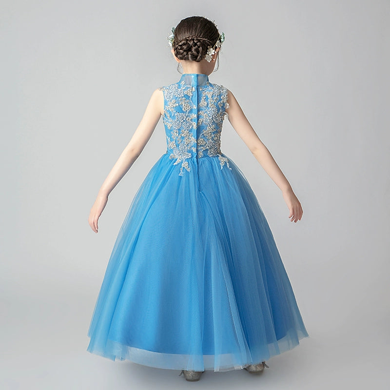 Elegant Kids Princess Evening Gown for Piano Performance & Weddings