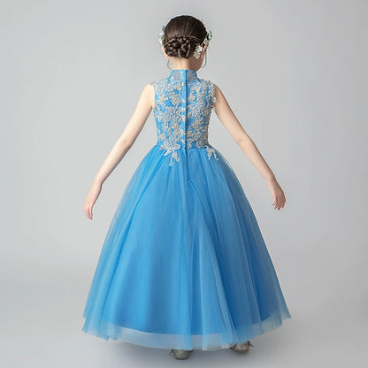 Elegant Kids Princess Evening Gown for Piano Performance & Weddings