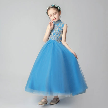 Elegant Kids Princess Evening Gown for Piano Performance & Weddings