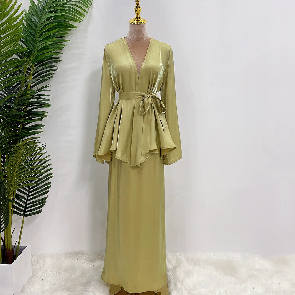 Elegant Colorful Fresh Set Dress with Matching Skirt